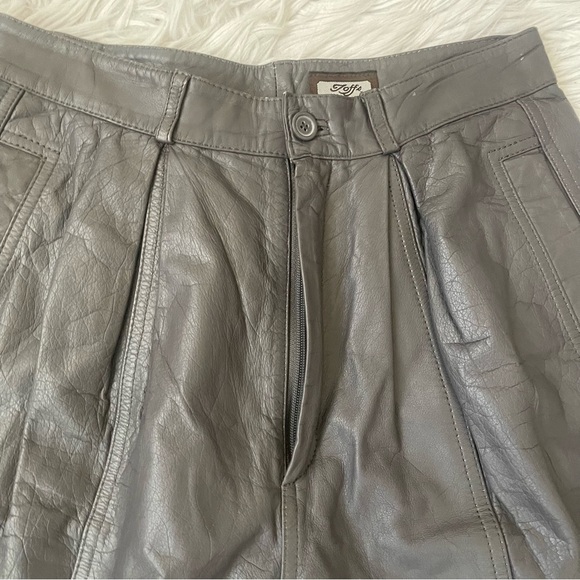 VINTAGE 100% Leather High Waist Pleat front Trousers Toffs - Picture 10 of 12